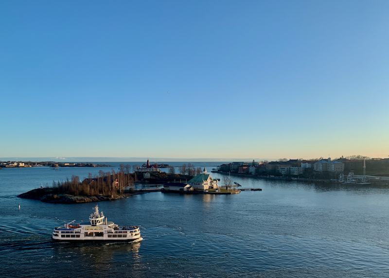 A ferry approaching Helsinki